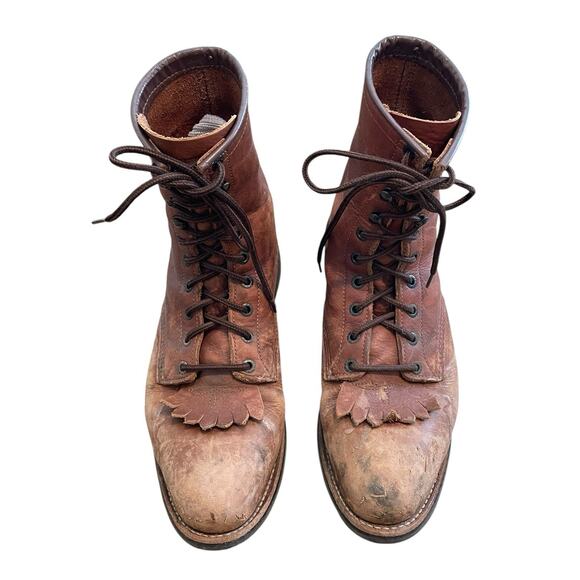 RED WING 2291 Boots Mens Size 10 Wingtip Safety Toe Supersole Brown Leather Work